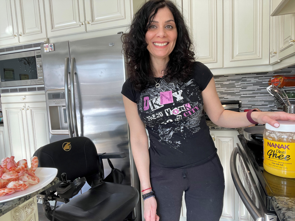 Anna Giannakouros Cooking with Golden Technologies LiteRider Envy Power Wheelchair